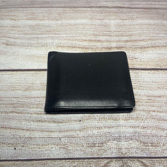 Brooks Brothers Black Genuine Leather Bifold Money Card Case Wallet - Picture 1 of 4